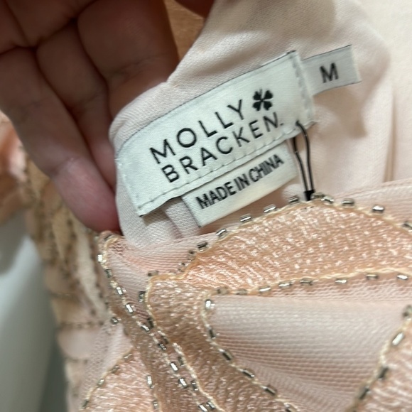 NWT Molly Bracken Pink Shirt Sleeved Gem Dress a249 - Picture 3 of 5